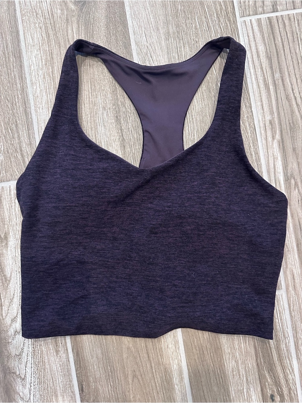 Fabletics Heathered Deep Plum Racerback Sports Bra